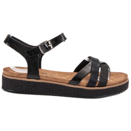Bestelle Sandaler med glittrande sulor svart