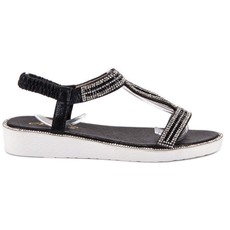 SHELOVET Sandaler med kil och resår svart