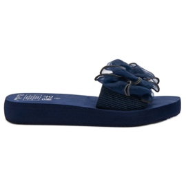Best Shoes Skum tofflor med rosett blå