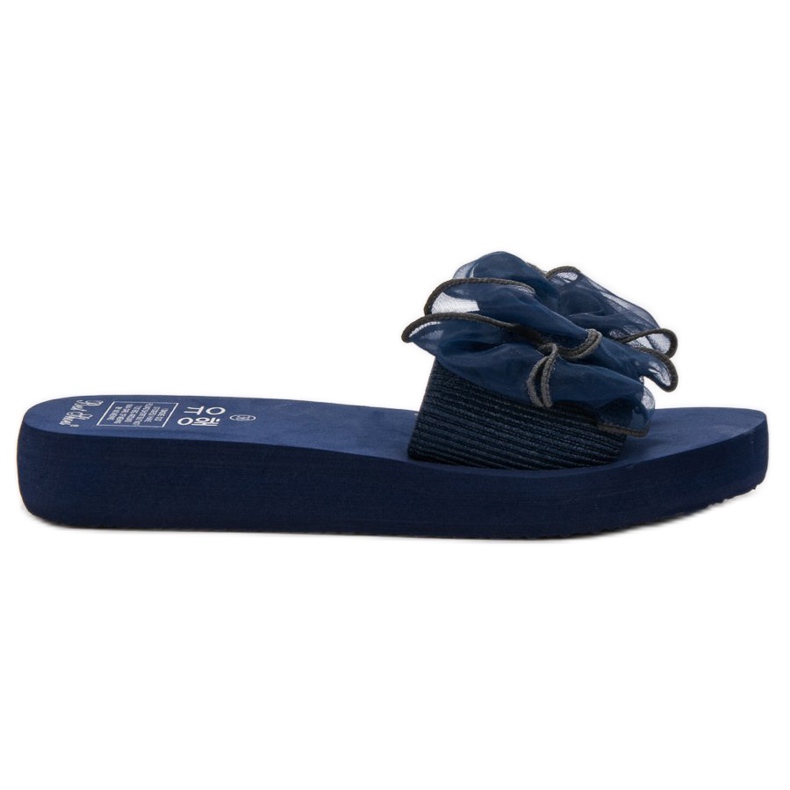 Best Shoes Skum tofflor med rosett blå
