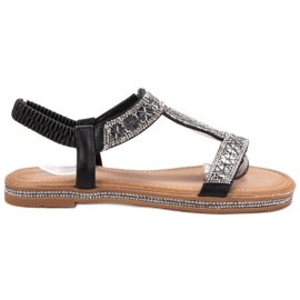 Bello Star Dekorerade svarta sandaler