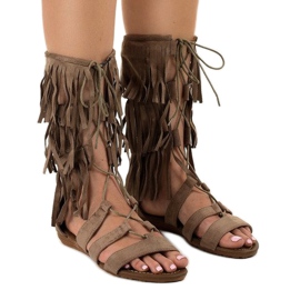 Taupe platta gladiator sandaler D-41 beige