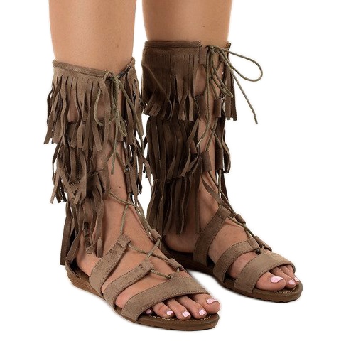 Taupe platta gladiator sandaler D-41 beige