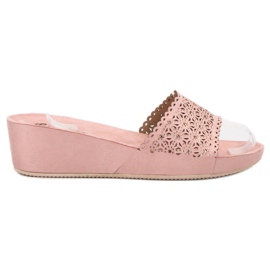 Primavera Openwork Wedge Tofflor rosa