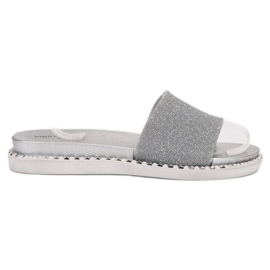 SHELOVET Tofflor i gummi med kubisk zirkoniumoxid grå