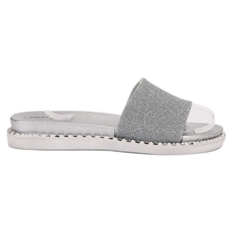 SHELOVET Tofflor i gummi med kubisk zirkoniumoxid grå