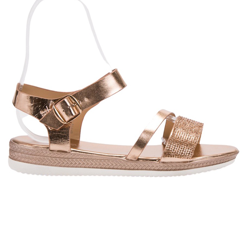 SHELOVET Trendiga sandaler med cubic zirconia rosa gul