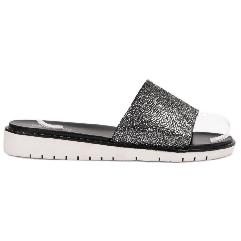 Fashion Trendiga glänsande tofflor svart