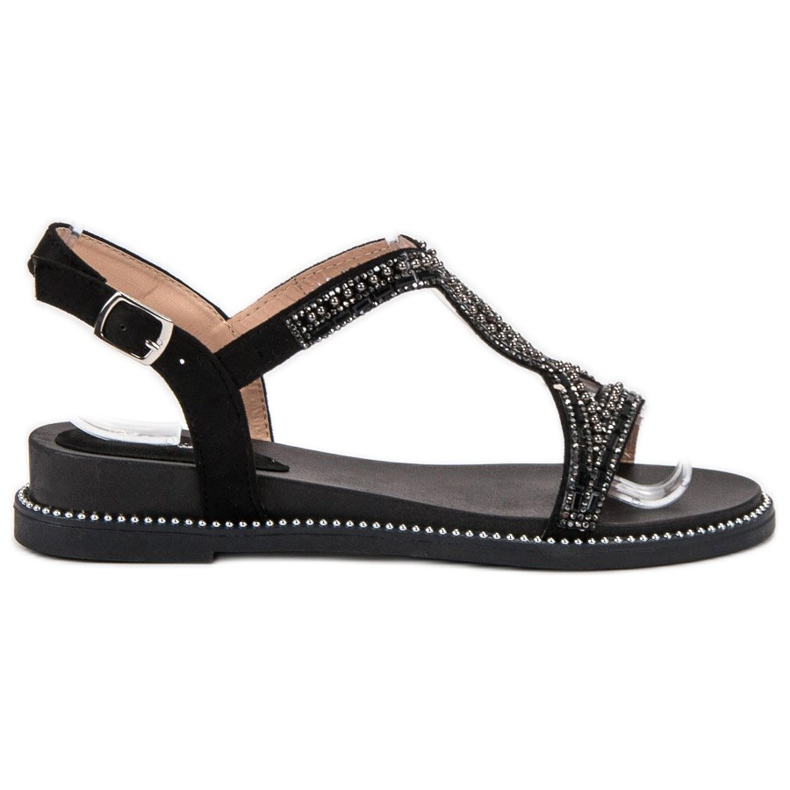 Bello Star Sandaler i mocka med kristaller svart