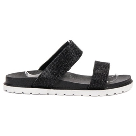 SHELOVET Gummi tofflor med glitter svart