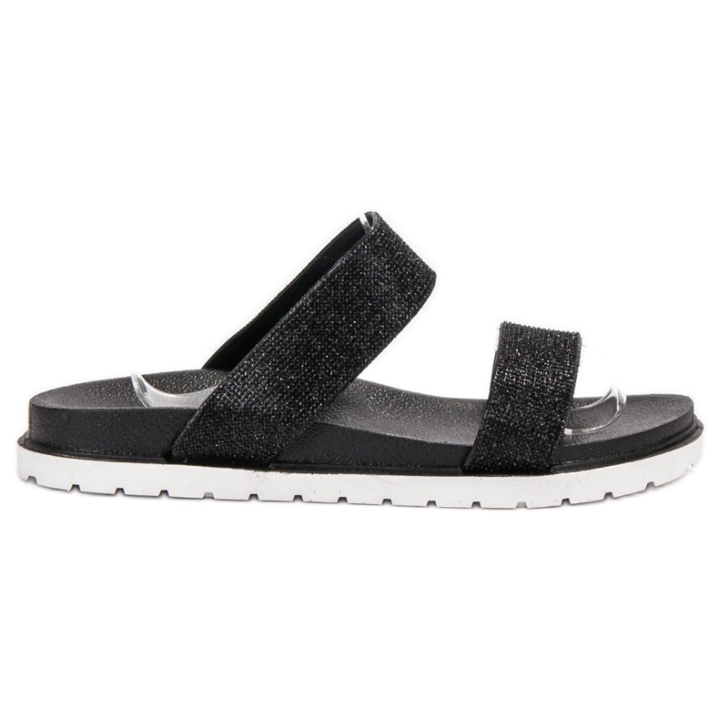 SHELOVET Gummi tofflor med glitter svart