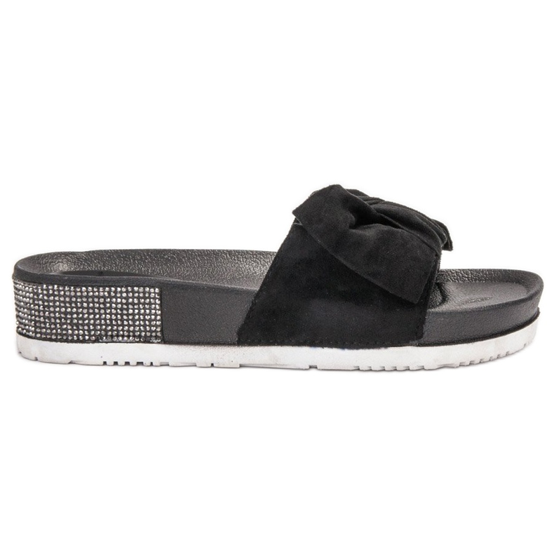 SHELOVET Mocka tofflor med cubic zirconia svart