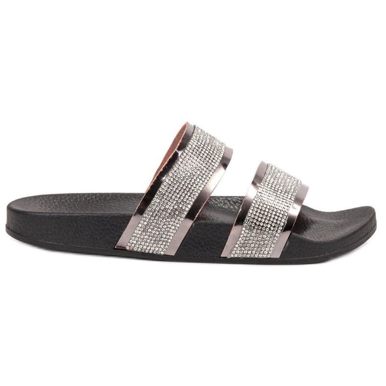 Ideal Shoes Tofflor för kvinnor med kubisk zirkoniumoxid grå