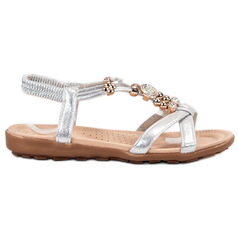 SHELOVET Platta sandaler med prydnader grå