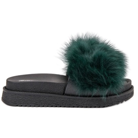 SHELOVET Tofflor Med Päls grön