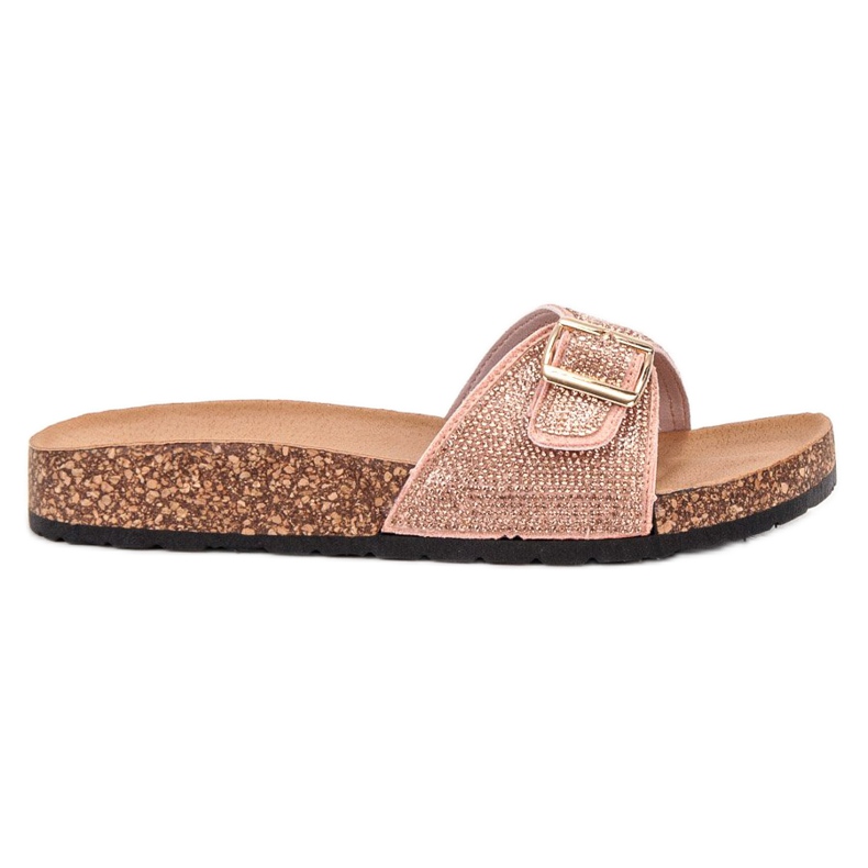 Marquiz Glänsande tofflor med spänne rosa