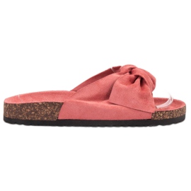 Bona Mocka tofflor med rosett röd