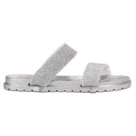 SHELOVET Gummi tofflor med glitter grå