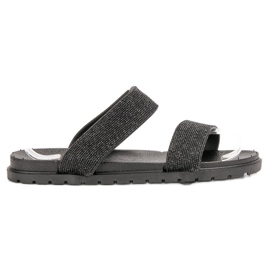 SHELOVET Gummi tofflor med glitter svart