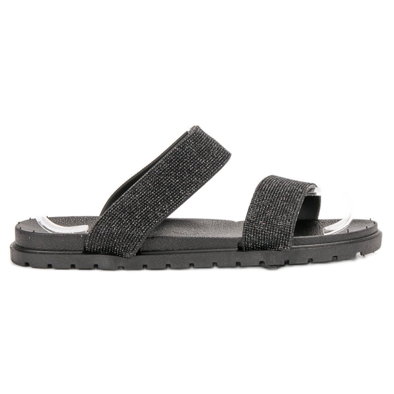 SHELOVET Gummi tofflor med glitter svart