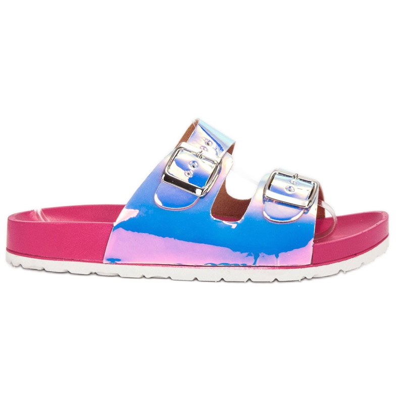 Ideal Shoes Holo Buckle Tofflor grå