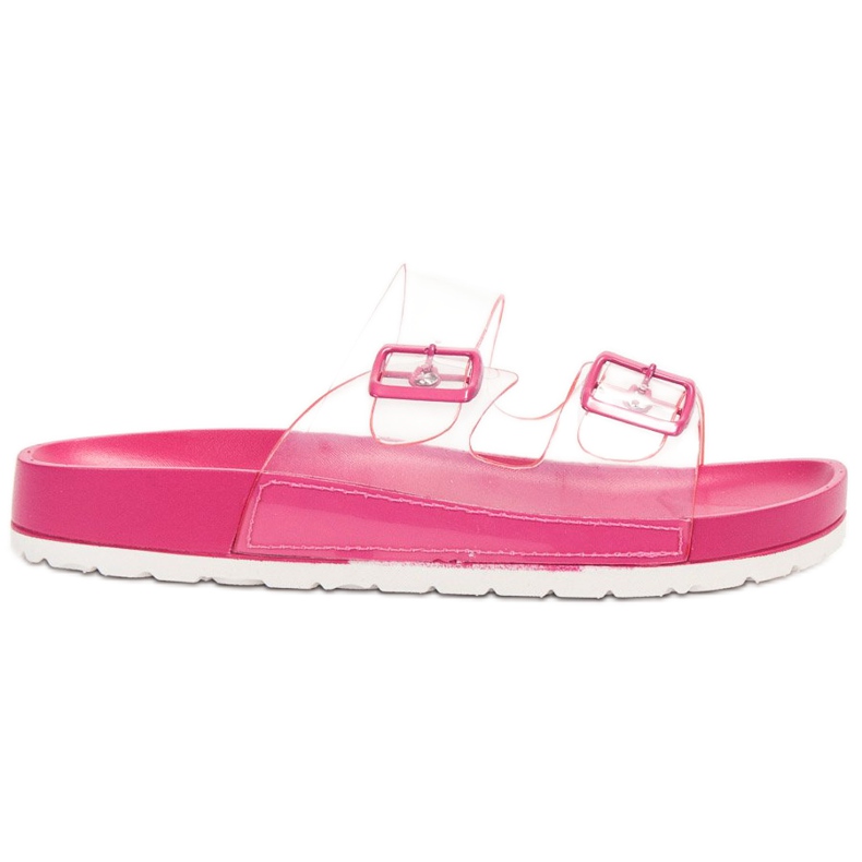 Ideal Shoes Transparenta tofflor med spänne rosa
