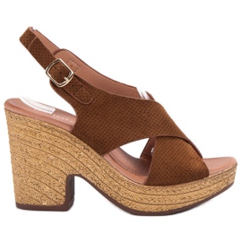 Anesia Paris Lätta högklackade sandaler brun