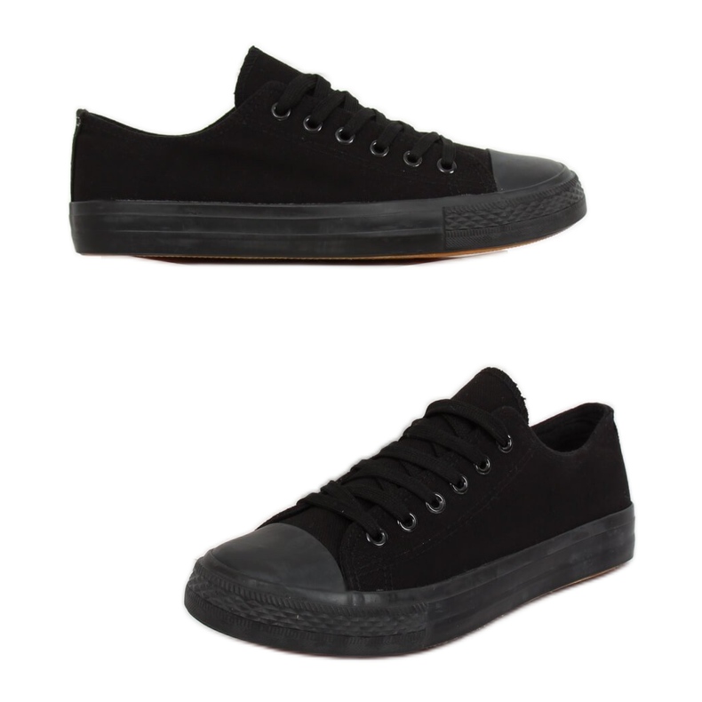 Klassiska svarta sneakers för kvinnor XL03 ALL-BLACK (svart sula)