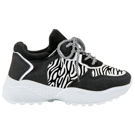 SHELOVET Moderiktiga Zebra Print Sneakers vit svart
