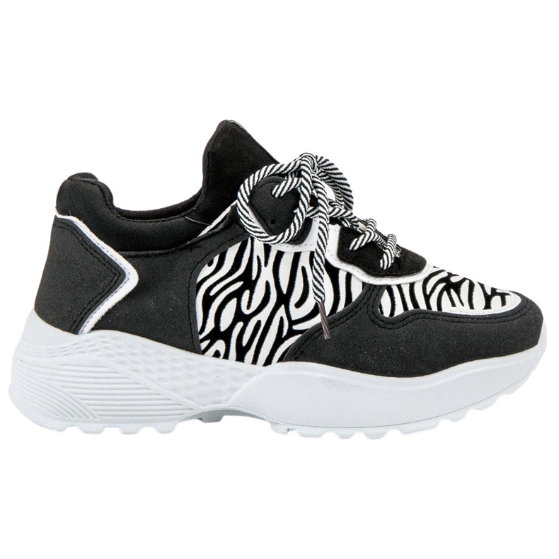 SHELOVET Moderiktiga Zebra Print Sneakers vit svart
