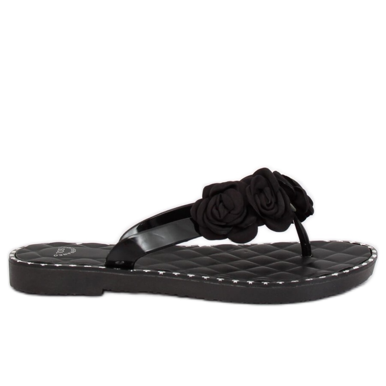 Svarta flip-flops med blommor YJL-1818 Svart