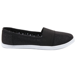 SHELOVET Slip-on sneakers med glitter svart
