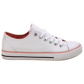 SHELOVET Klassiska vita sneakers rosa