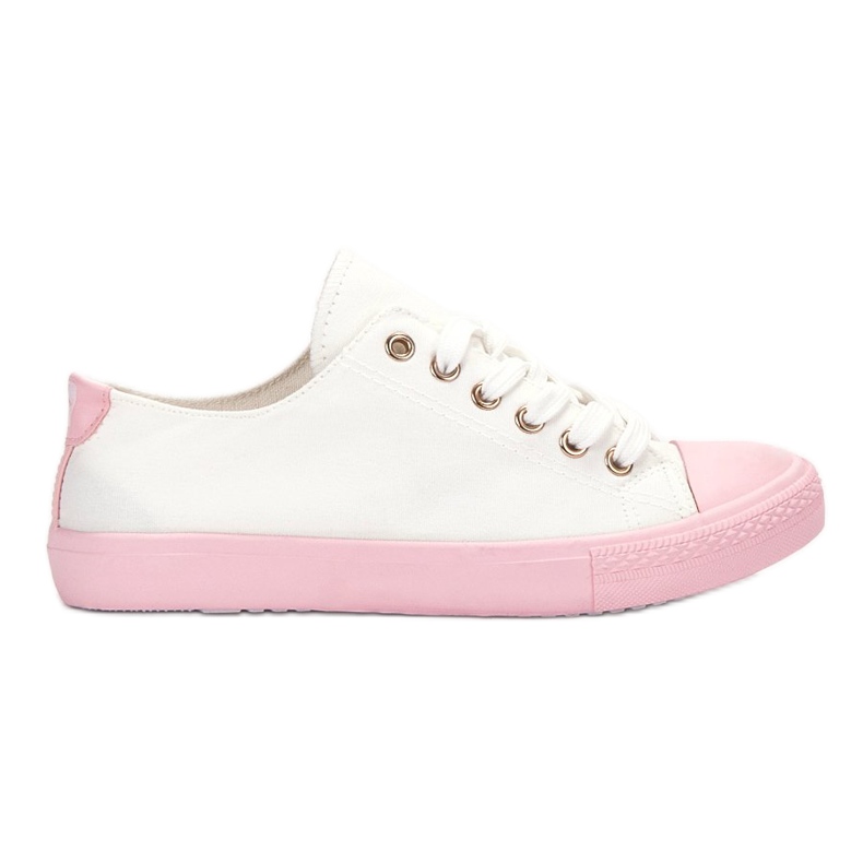 SHELOVET Tvåfärgade sneakers vit rosa