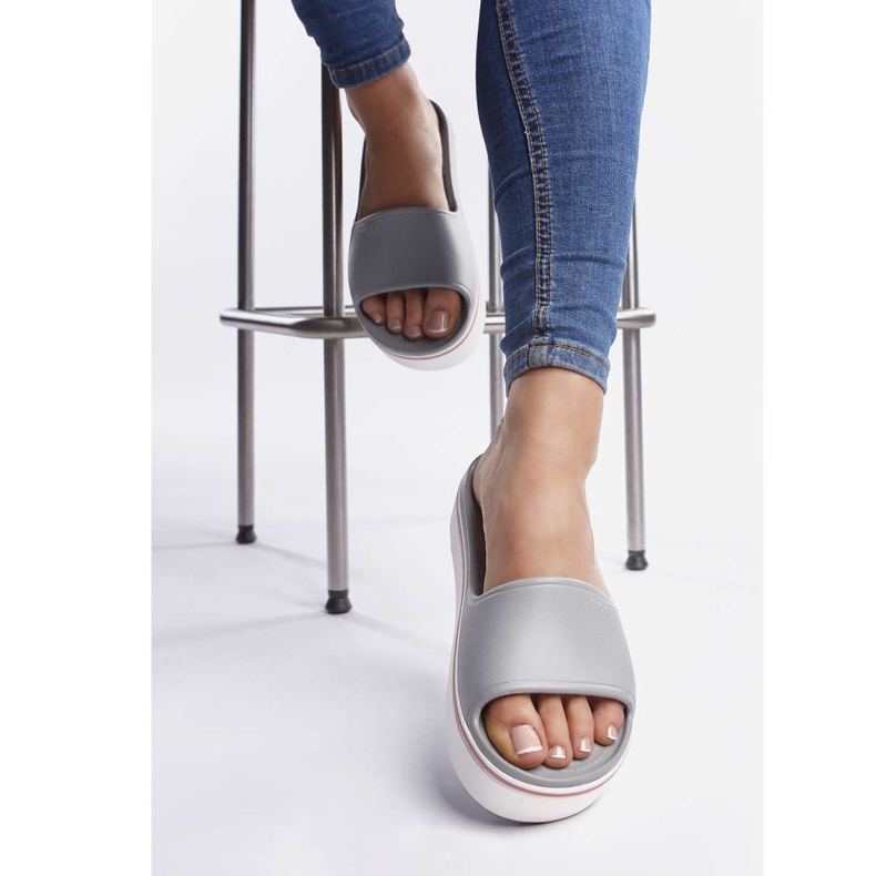 Crocs Krokband Plattform Slide 04M Ljusgrå ros