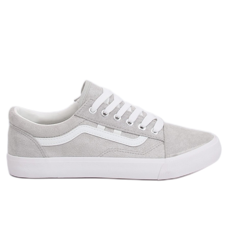 Grå Kvinnors grå sneakers B70A SILVER / WHITE