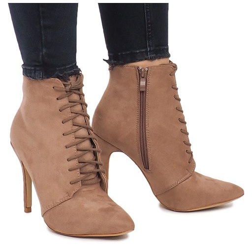 Stövlar med hög klack LB-229 khaki rosa