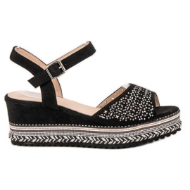 Groto Gogo Sandaler i mocka med cubic zirconia svart