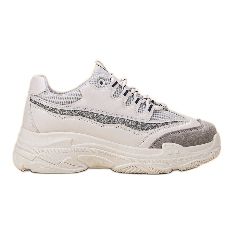 SHELOVET Sneakers med glitter vit grå