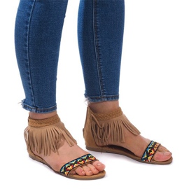 Boho 3-2 sandaler i kamelmocka beige