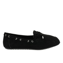 Svarta mockasiner ballerinor med rosett XW9100