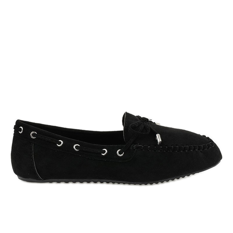 Svarta mockasiner ballerinor med rosett XW9100