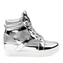 Silverlackerade Openwork-sneakers L641-3 grå