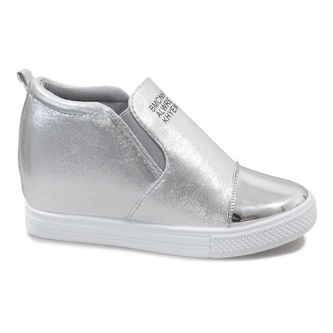 Silver openwork sneakers på kilen DD392-2 grå