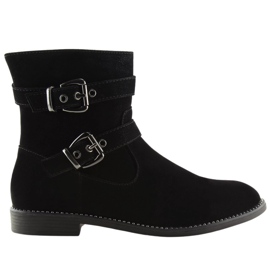 Svarta platta stövlar MB188-266 Svart