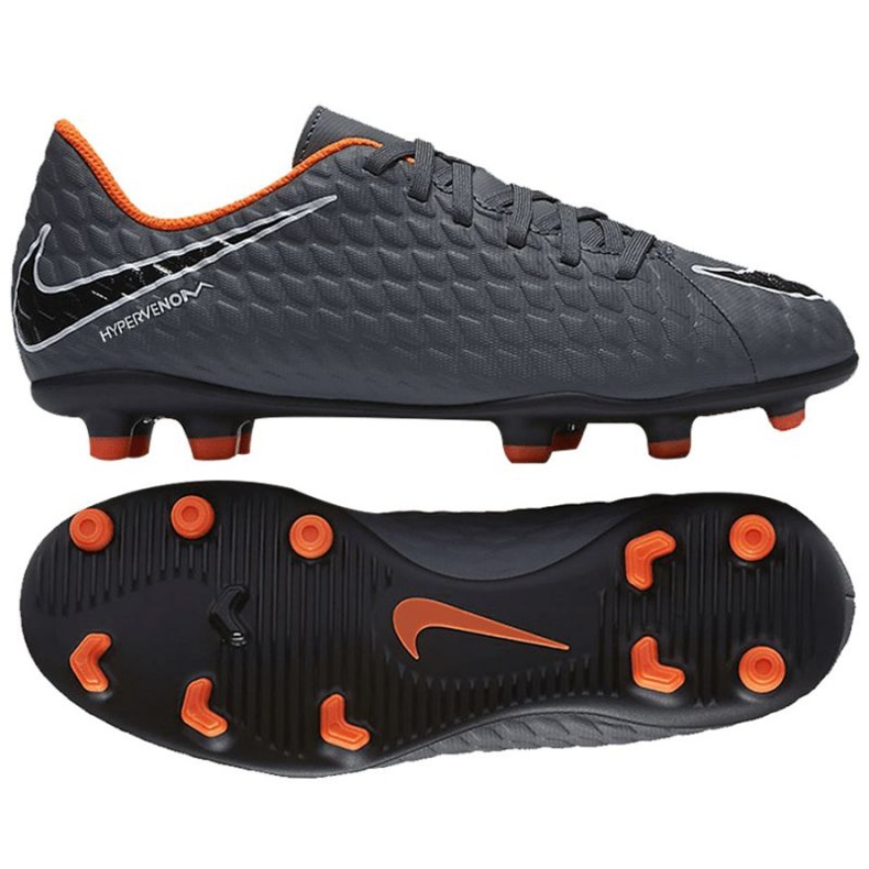 Grå Nike Hypervenom Phantom Iii Club Fg Jr AH7290-081 fotbollsskor mångfärgad