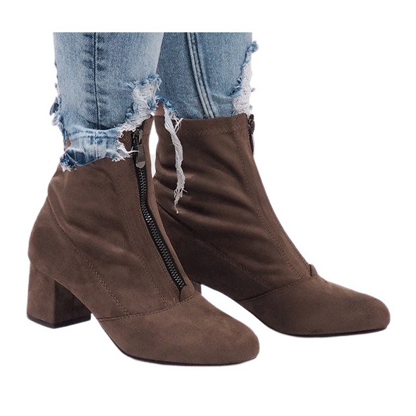 Kaki mocka stövlar med FOZ-01 dragkedja mångfärgad grön