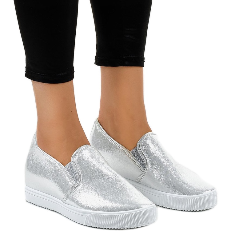 Silver wedge sneakers DD466-2 grå