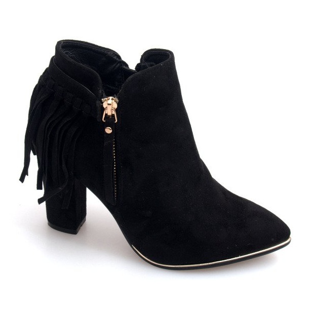 Mocka Högklackade stövlar A989 Svart