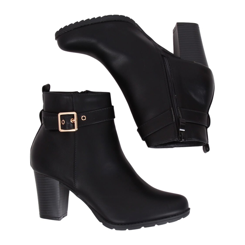 Svarta högklackade stövlar F169 Svart